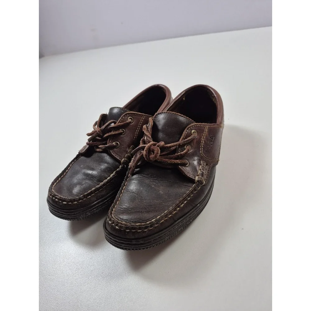 Allen Edmonds Wilton Boat Shoes Mens Size 8.5 Brown Leather Moc Toe Casual
